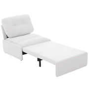 Divano letto 1 posto - con funzione estraibile e tasche laterali - in lino bianco