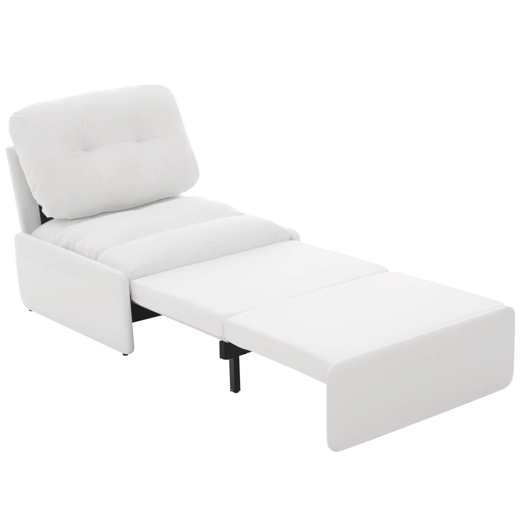 Divano letto 1 posto - con funzione estraibile e tasche laterali - in lino bianco