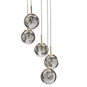 Plafoniera in vetro trasparente e ottone con 5 luci 119 cm soggiorno stile moderno contemporaneo