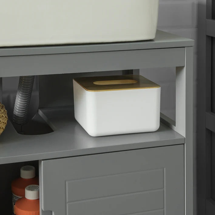 Mobile Sottolavabo Per Bagno con Poggiapiedi Sottolavabo Bagno Mobile Bagno Sottolavabo Grigio Scuro FRG128-SG