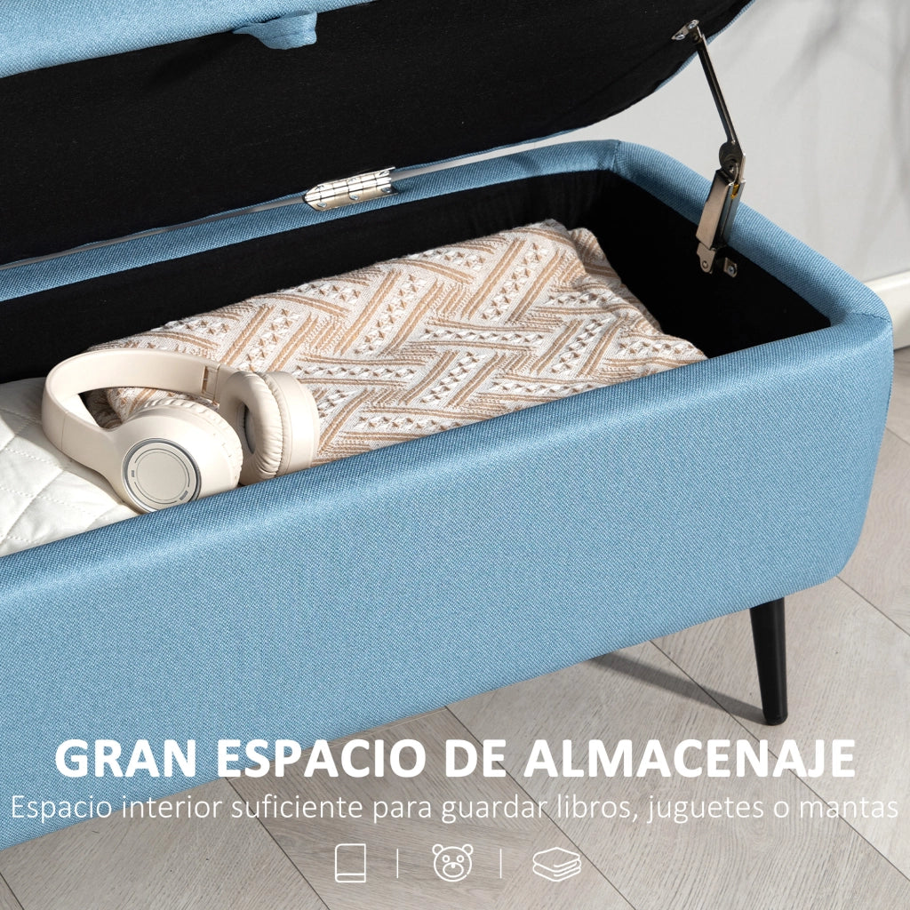 Cassettiera con Coperchio Ribaltabile ¨C Zephmum ¨C 101x38.5x44.5 cm Blu Chiaro