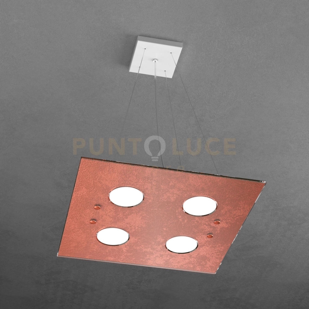 PATH SOSPENSIONE 4+2 LUCI BIEMISSIONE QUADRA FOGLIA RAME 1141-S4+2-FR
