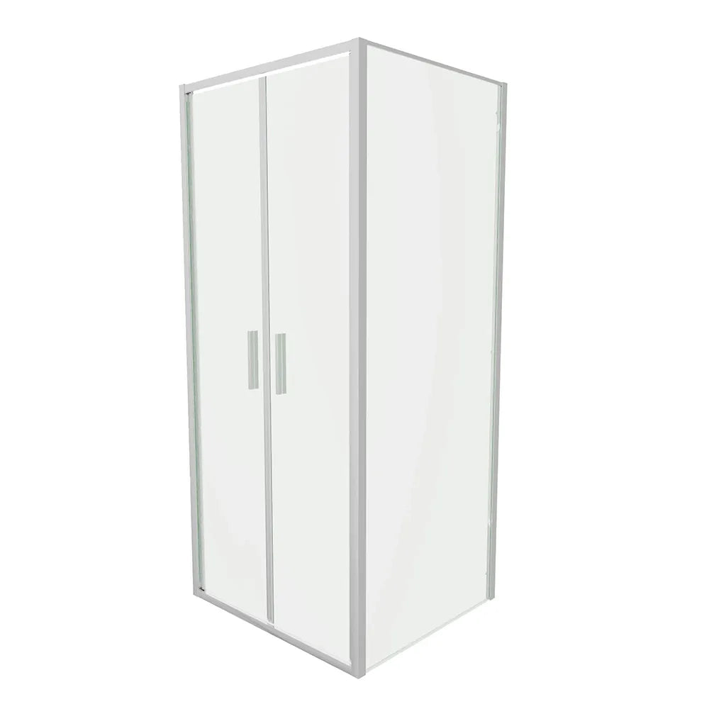 Box doccia slim 75x70cm con porta saloon e parete fissa profili cromati e vetro 6mm trasparente h190| Portofino