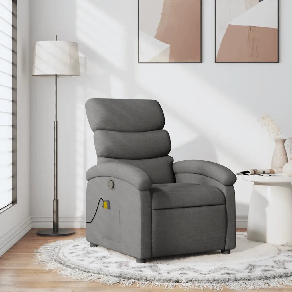 Poltrona Massaggiante | Sedia Relax Reclinabile Grigio Scuro in Tessuto