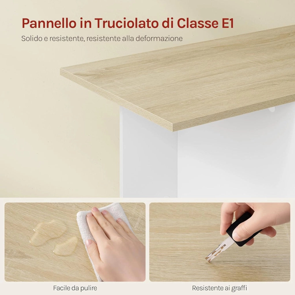 Scrivania Angolare, 120x100 cm Scrivania a Forma di L con Libreria, Bianco+Rovere Chiaro, Scrivania Ufficio per Computer, Tavolo da Lavoro, Studio and Soggiorno