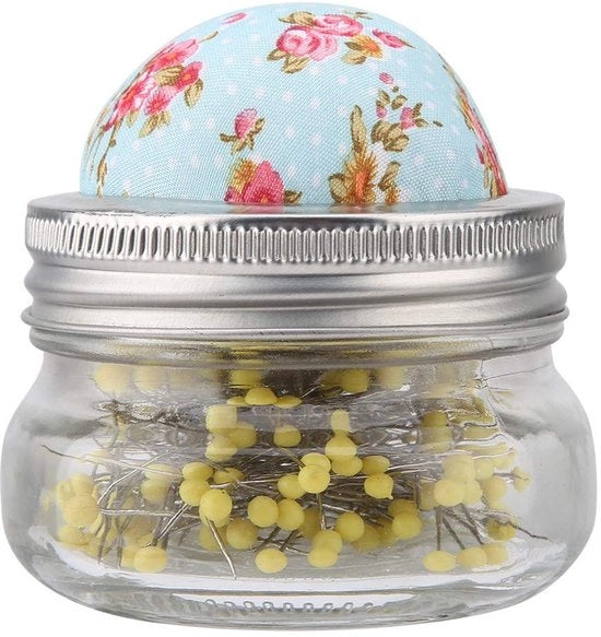 Set di appunti per cucire - Supporto per bigodini grandi - Forma vetro - Decorativo e pratico - 200 pezzi inclusi - Ideale per cucire