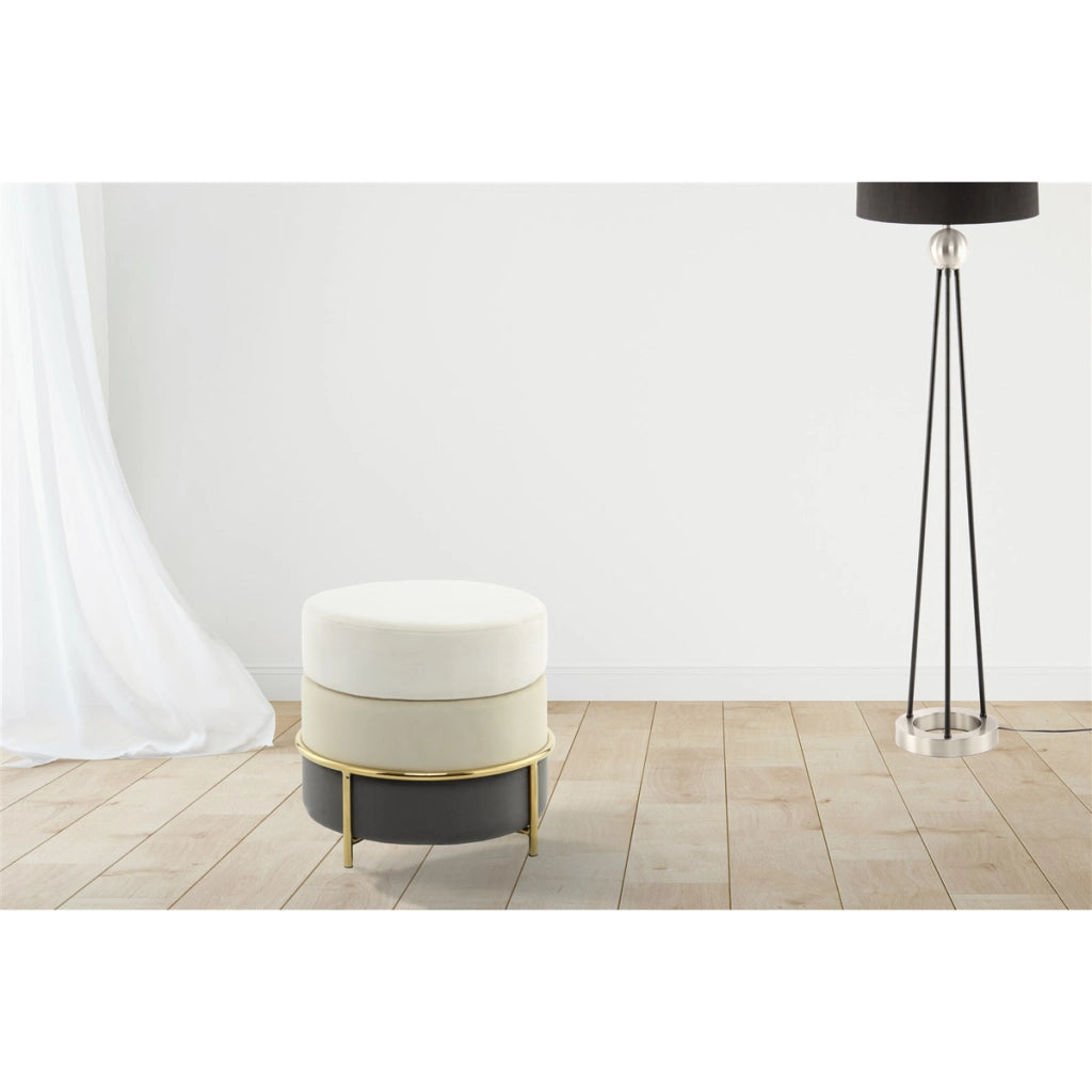 Pouf di design Matilda in velluto crema
