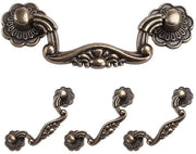 Maniglia Decorativa a Gancio - 4 Pezzi - 76/96 mm Distanza della Gamba - Acciaio Inox - Disegno Decorativo - Maniglia della Cassetta