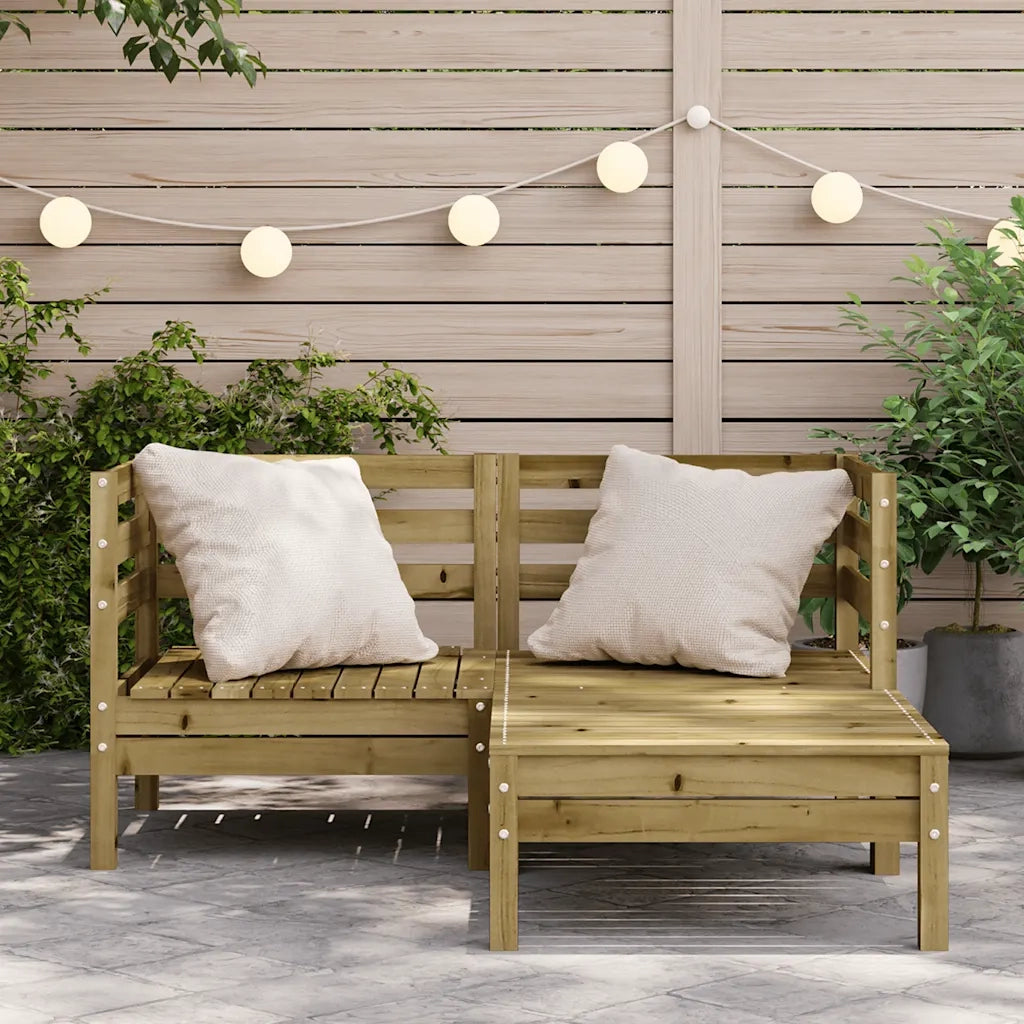 Divano da Giardino 2 Posti-Sofa da giardino con Poggiapiedi Legno Pino Impregnato