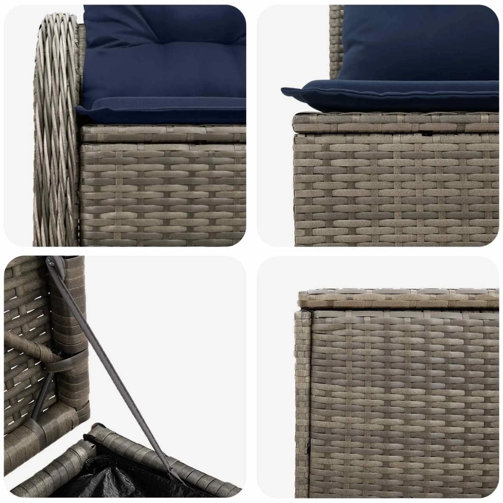Set di divani 7 pz Grigio e Blu Navy Rattan sintetico e Acciaio 3448685