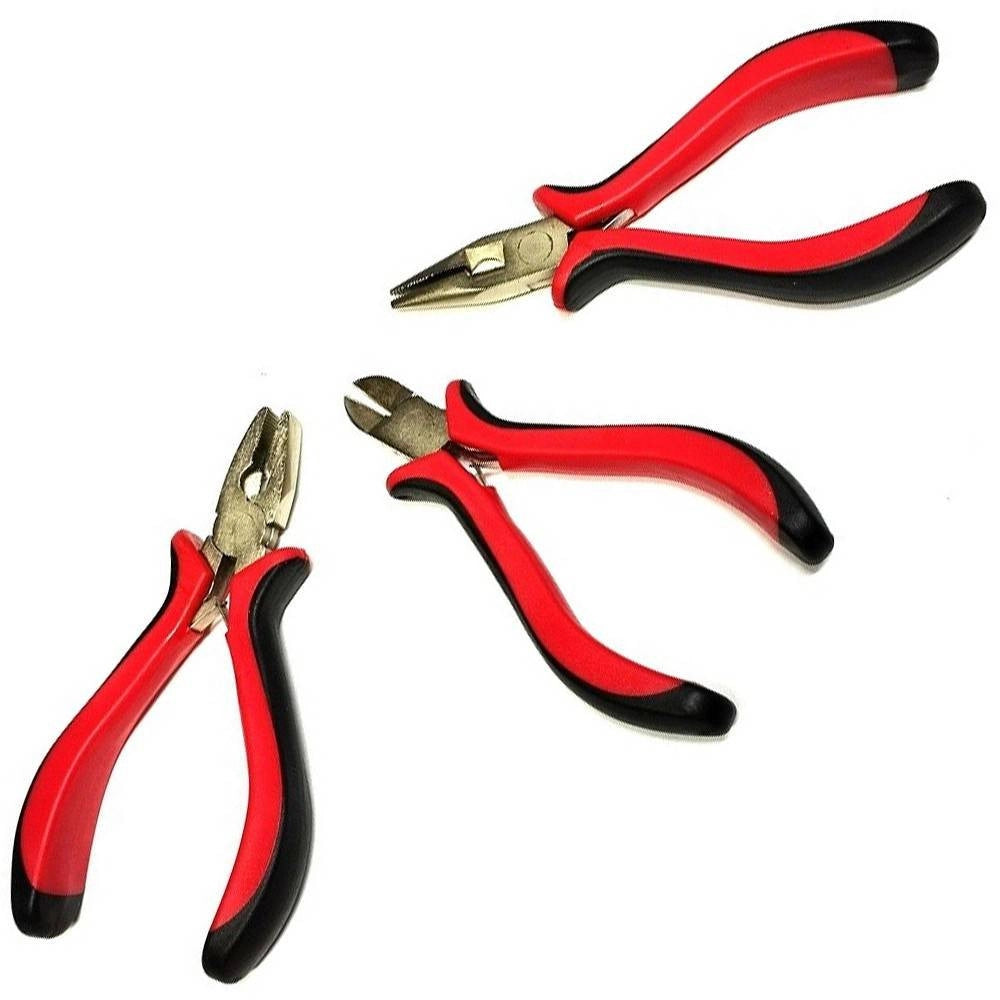 Trade Shop - Set 3 Pezzi Mini Pinze Pinzette Di Precisione 125 Mm Per Elettronica Bricolage -