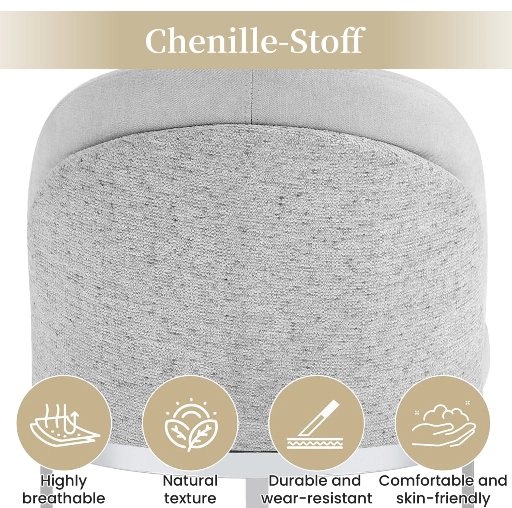 Set di 2 sedie da pranzo in chenille grigio e argento