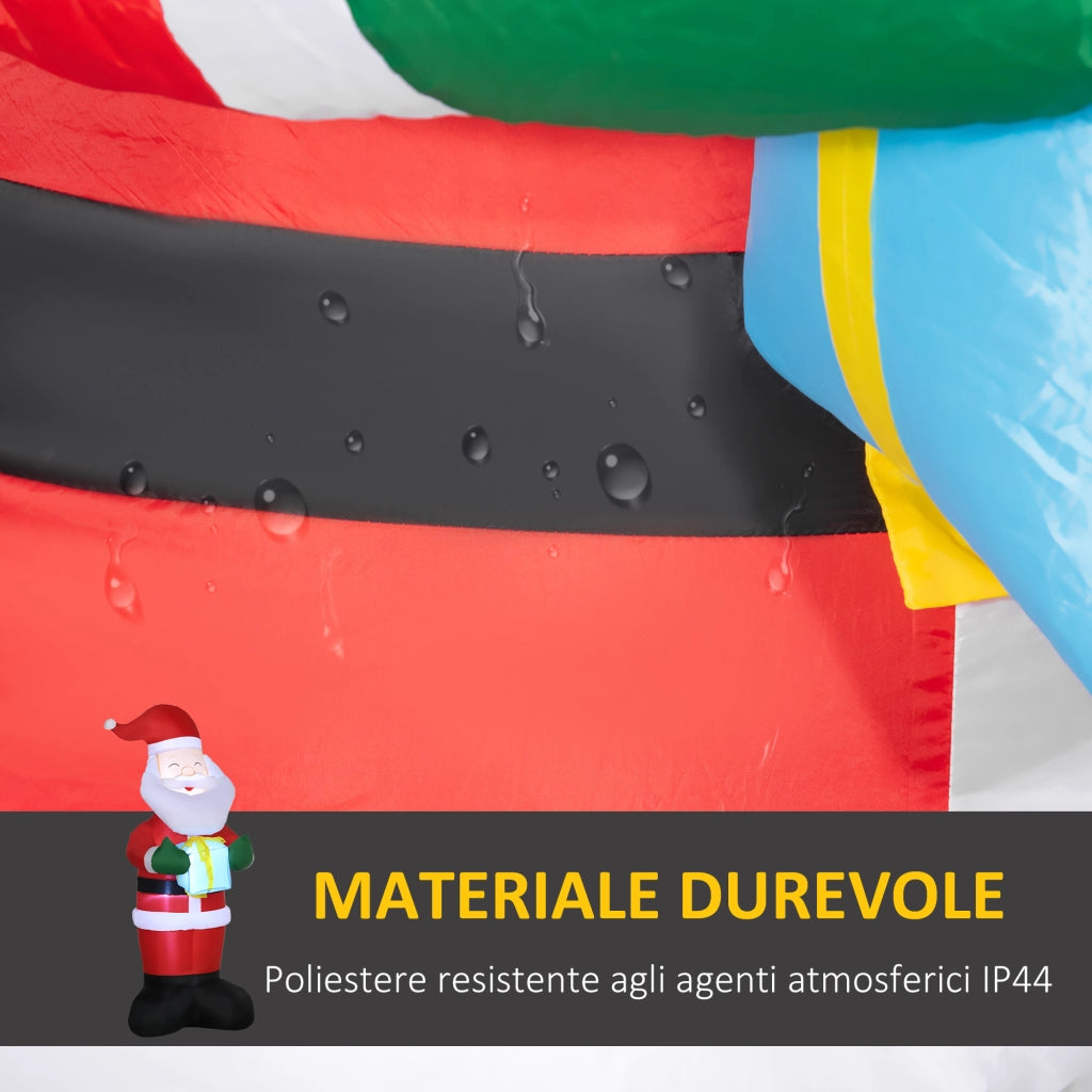 Babbo Natale Gonfiabile con Regalo, 3 Luci LED e Gonfiatore Incluso, 77x68x184cm