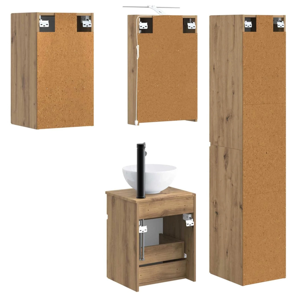 Set di Armadi da Bagno 5 pcs Rovere Artigianale 3407342