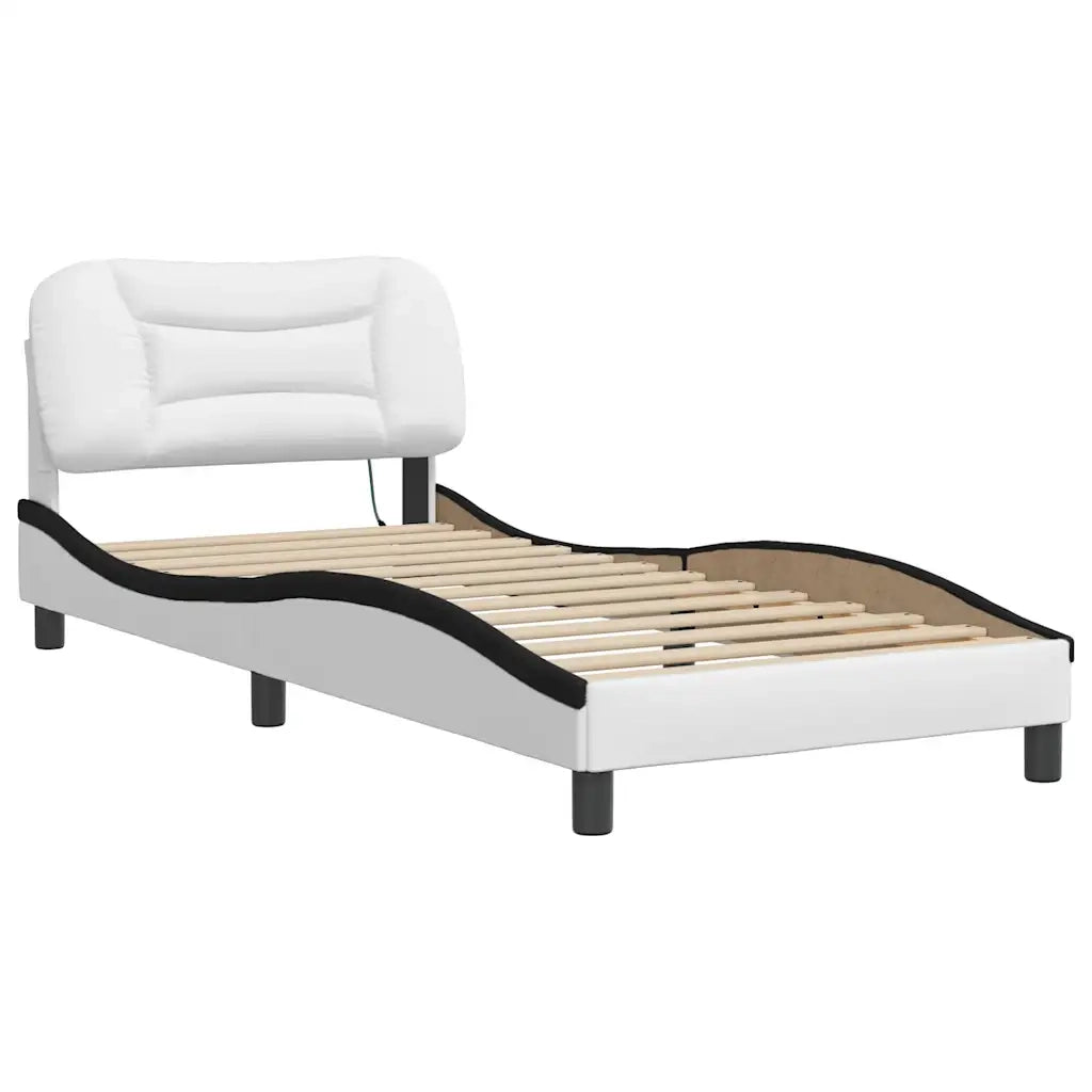 Giroletto con LED senza Materasso-Struttura Letto Hvar Bianco e Nero 90x200 cm