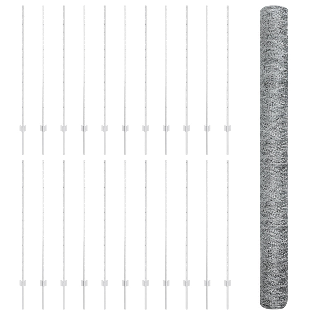 Posti per recinzione  22 pz U-Channel 140 cm Acciaio galvanizzato