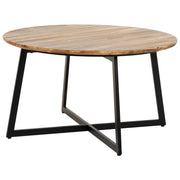 Tavolino rotondo in metallo e legno 80x80x45h cm