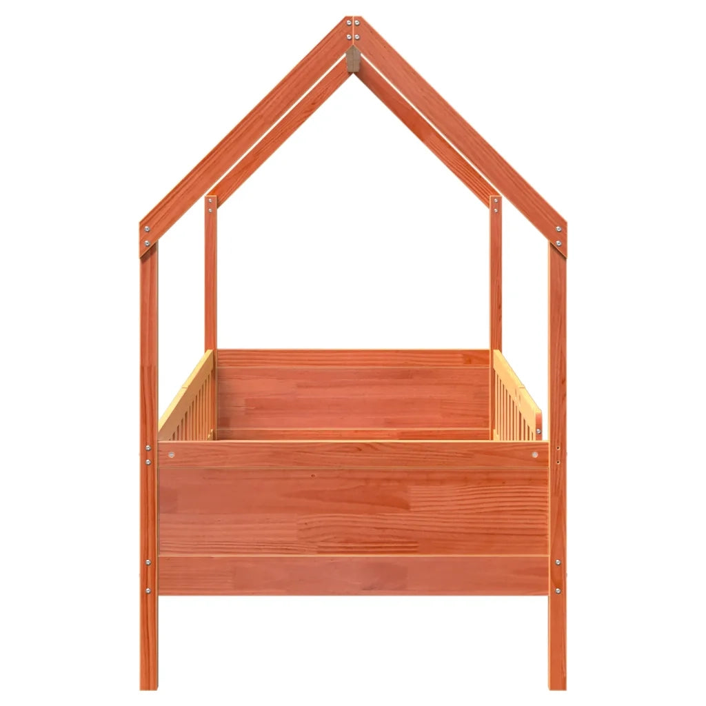 Giroletto Casetta Bambini | Letto Infantile | Lettino Marrone Cera 90x200 cm Massello Pino