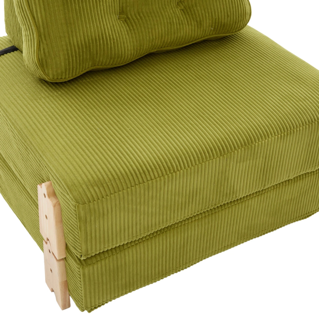 POLTRONA LETTO Pieghevole 90x86x84 cm in Velluto a Coste Verde Oliva