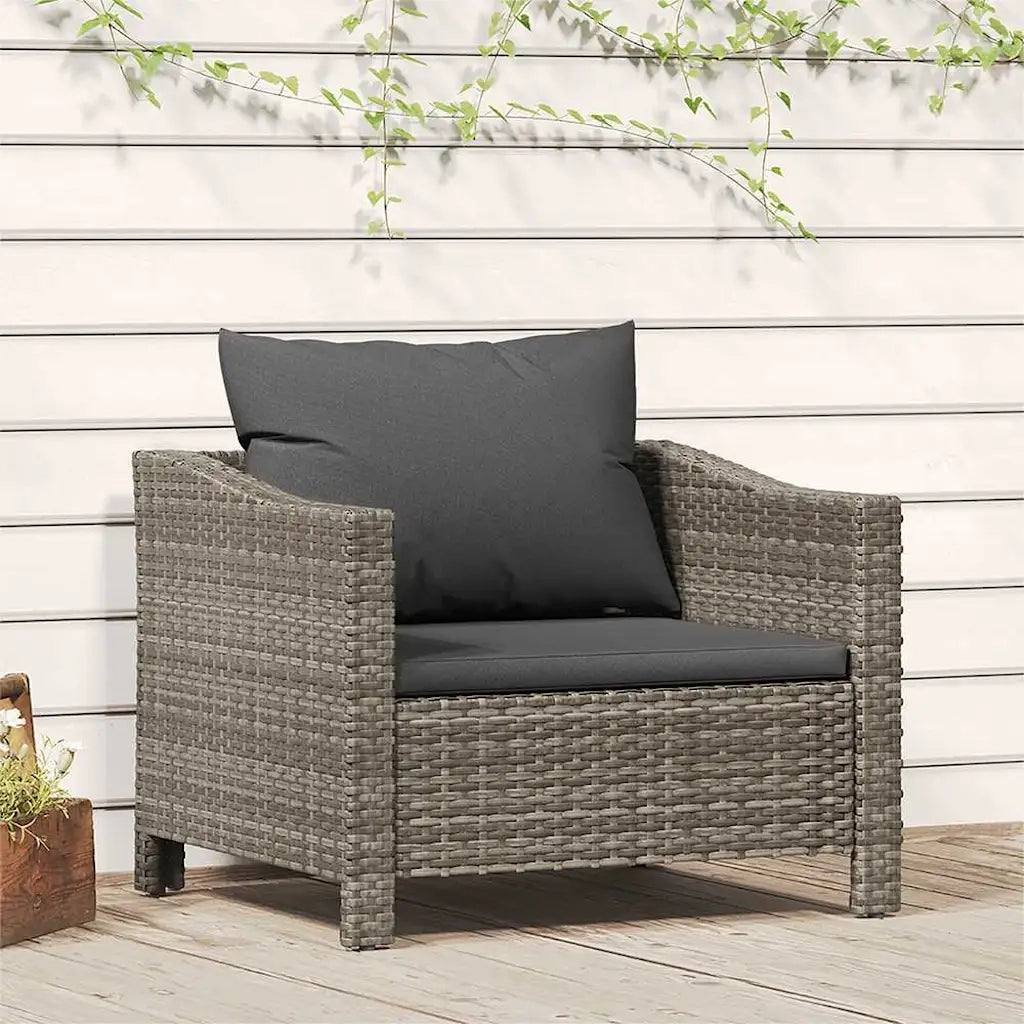 Poltrona da giardino con cuscino grigio in polyrattan CFW9835269
