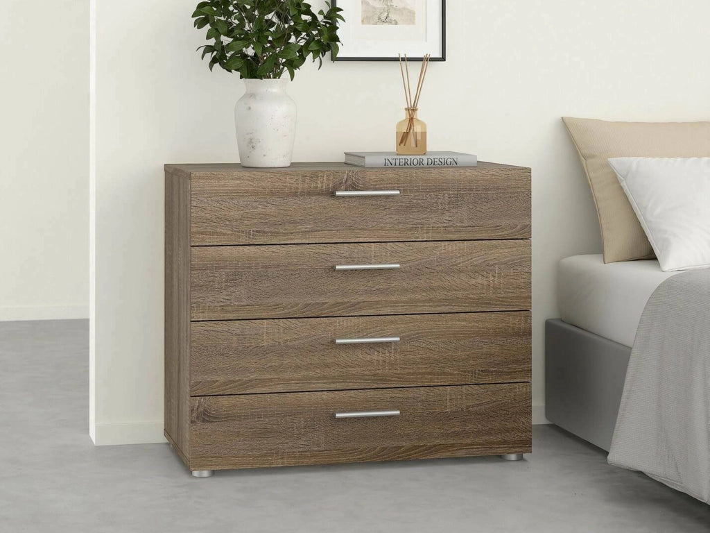 Cassettiera Arwen, Settimino multiuso, Comò camera da letto, Mobile con cassetti, 80x40 h68 cm, Rovere