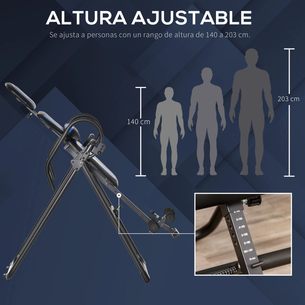 Tavolo Pieghevole con Rulli Altezza Regolabile 140-203 cm ¨C zephmum ¨C Nero e Blu
