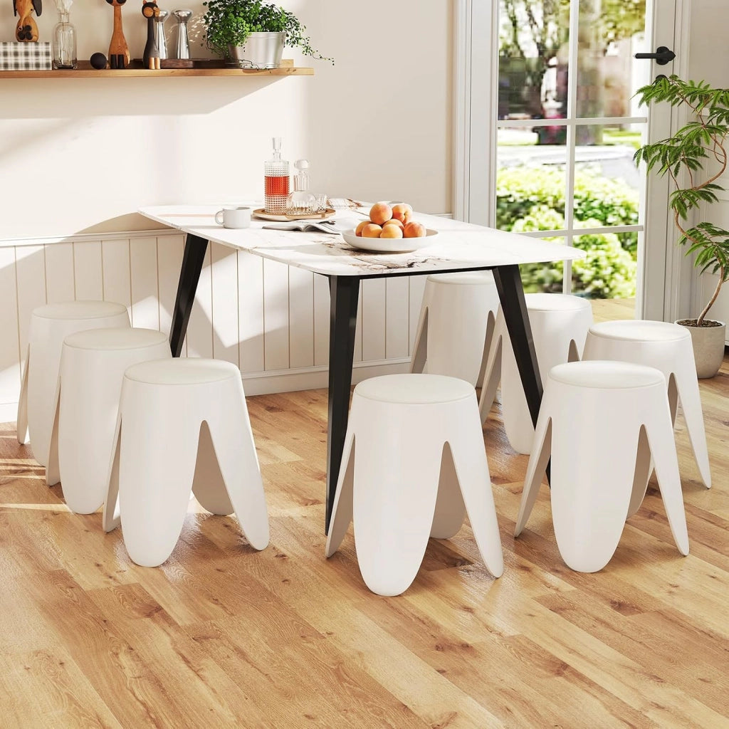 Set di 8 Sgabelli Impilabili, Sgabelli in Plastica, Sedie Portatili Senza Schienale per Scuola, Aula, Studenti, Adulti, Soggiorno, Sala da Pranzo, Casa e Ufficio, Senza Montaggio