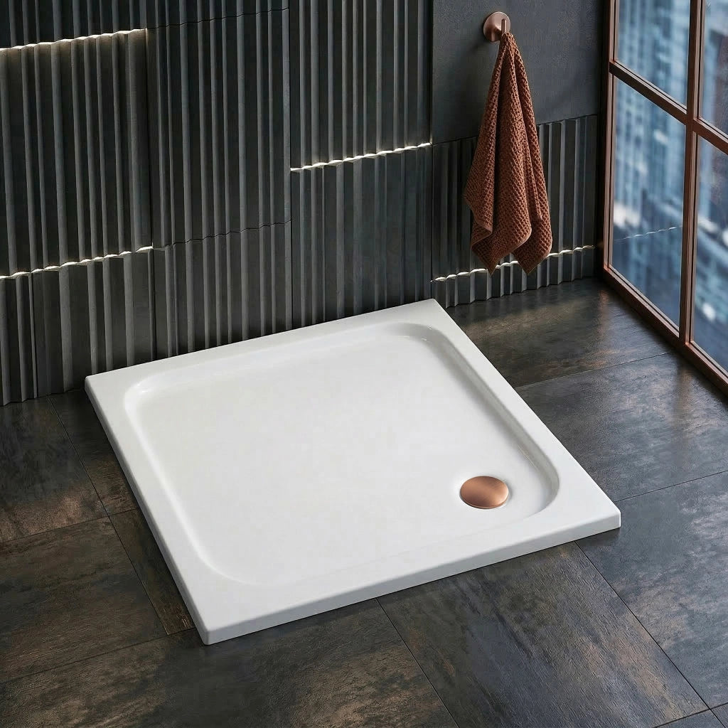 Piatto Doccia Acrilico Rea Belmond White 80x80 Copertura cromo