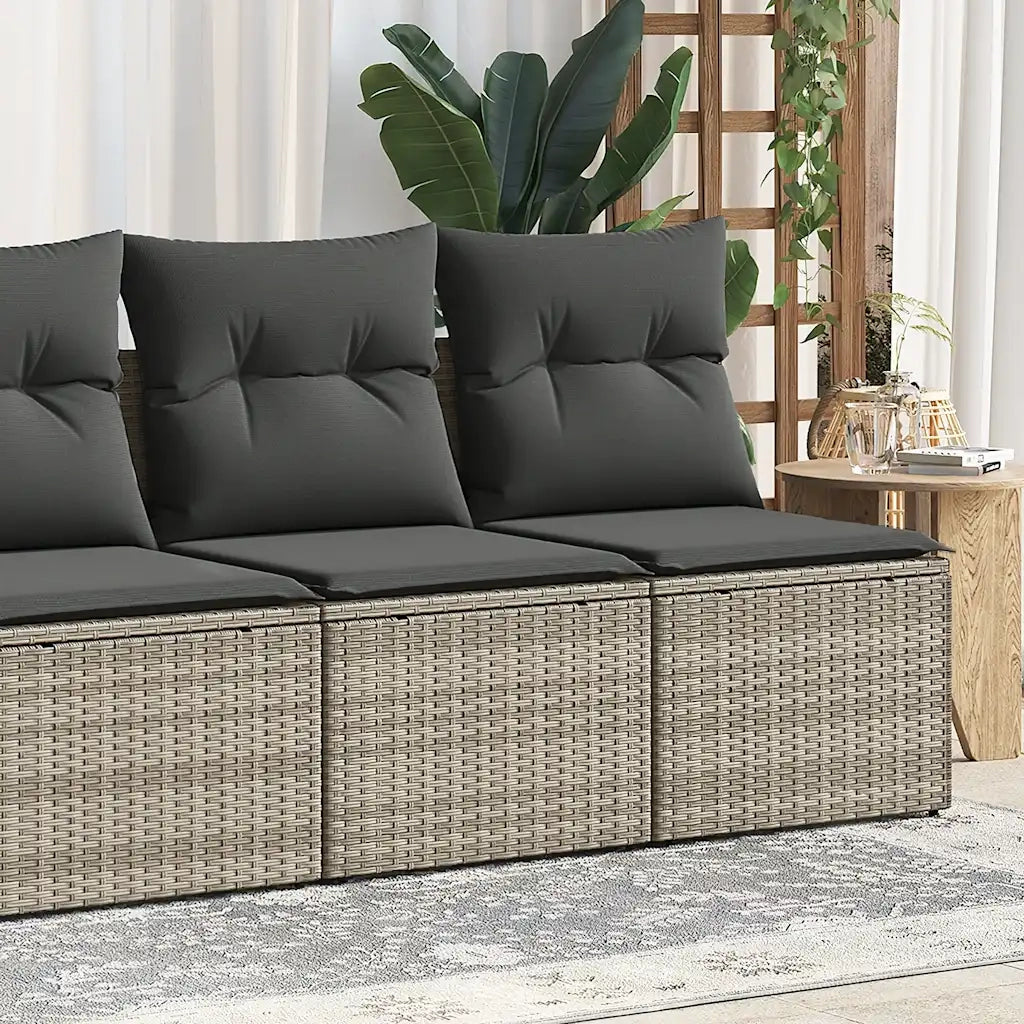 Divano Giardino 2pz con Cuscini Grigio Chiaro Polyrattan Acacia 3325248