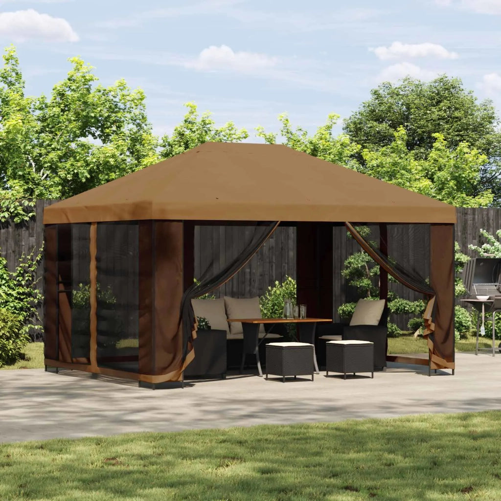 Gazebo 4 × 3 m Beige Poliestere e Acciaio 190 gsm
