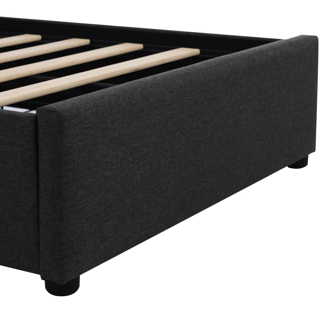 Letto con Cassetti Singolo; 2 Cassetti; LED Regolabile e Testiera Regolabile 90×200 cm; senza Materasso; Nero