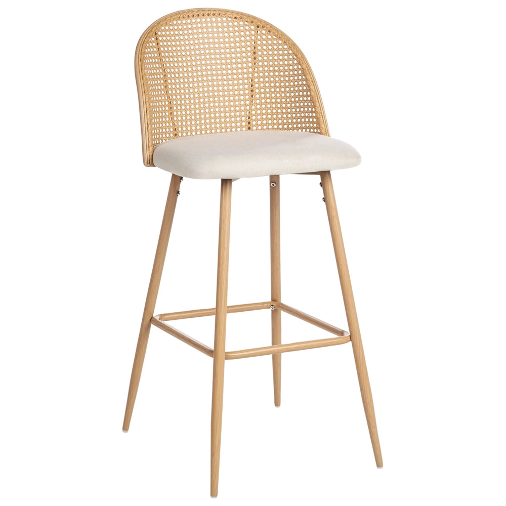 Set di 2 sgabelli da bar in metallo effetto legno con intreccio viennese stile retrò soggiorno