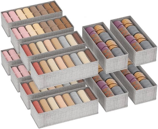 Organizzatore di carreggiamento per comodino, set di 12 tavoli di appoggio per comodino, box organizzatore per armadio per la camera da letto per bambini, articoli di toeletta, capi intimi, calze, reggisen, biancheria intima.