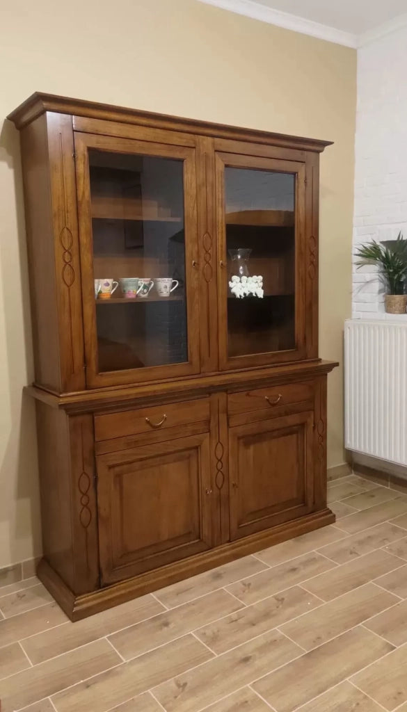Cristalliera 2 ante in legno finitura noce bassano l.168 p.48 h.222 (597) - Mobili 2G