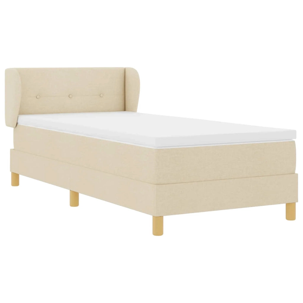 Letto a molle con materasso Crema 90 x 200 cm Tessuto 3340197