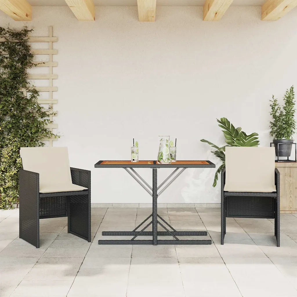 Set da BistrÃ² 3 pz con Cuscini Nero in Polyrattancod mxl 114977