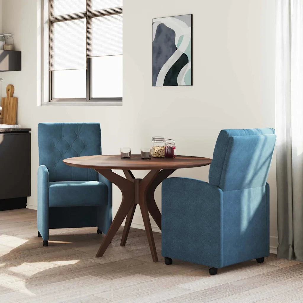 Sedie da Pranzo con Ruote 2 pcs Blu 58 x 67 x 97 cm Velluto 42017865