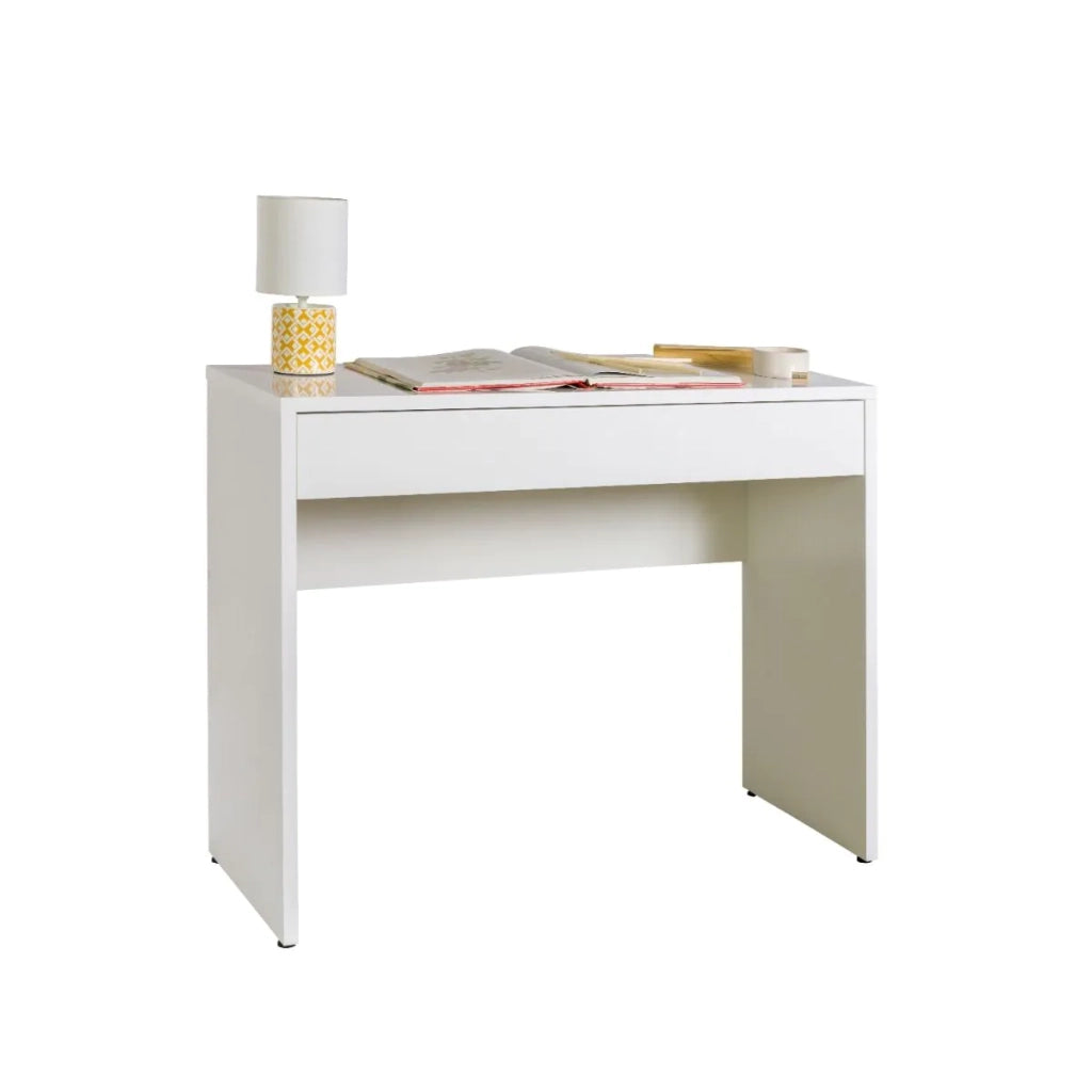 SCRITTOIO CONSOLLE 1 CASSETTO BIANCO LUCIDO  L.100 P.40,5 H.81,5 cm