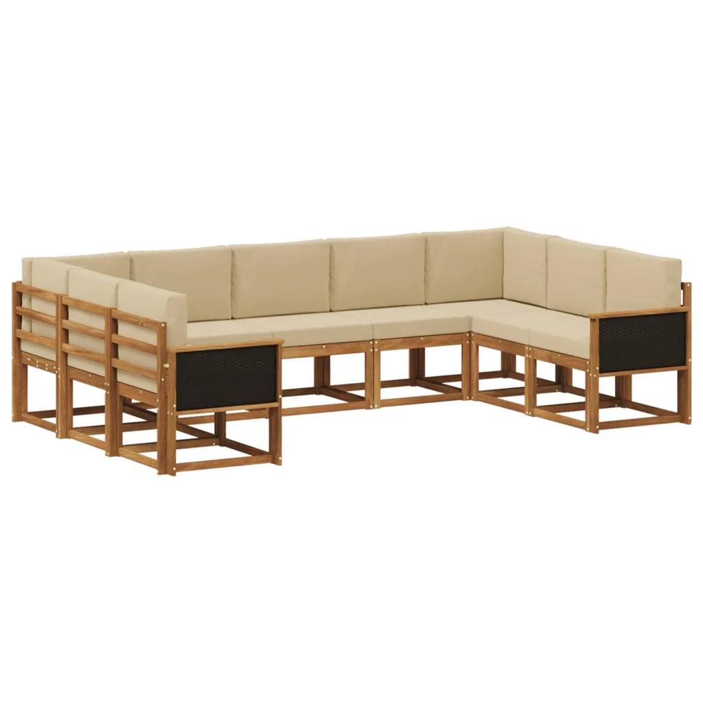 Set di divani da esterno con cuscino 9 pcs Naturale e Beige 3385524
