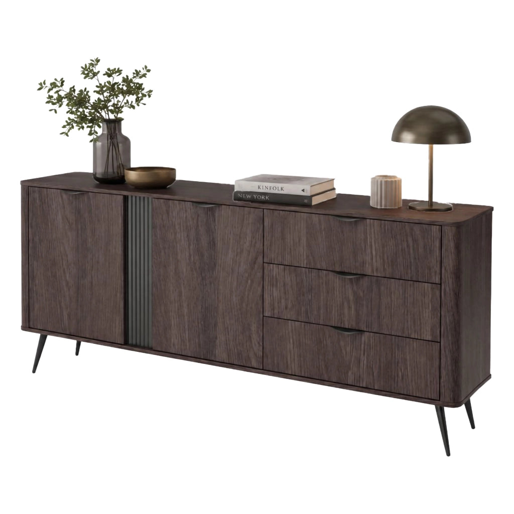 Madia Kabatiti, Credenza 3 Cassetti, 195x38x81h cm Marrone Noce
