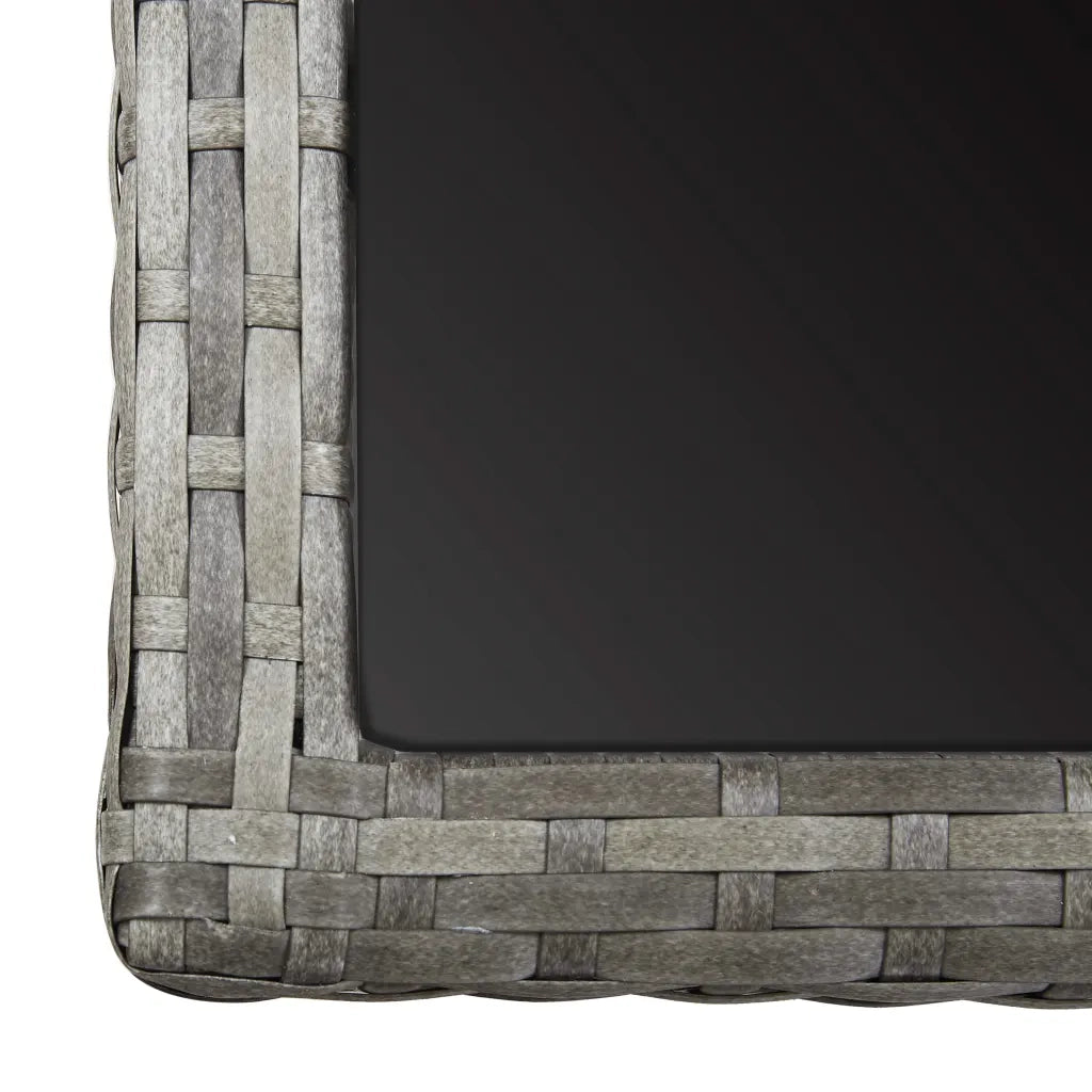 Tavolo da Giardino Antracite 110x53x72 cm in Vetro e Polyrattan cod mxl 34179