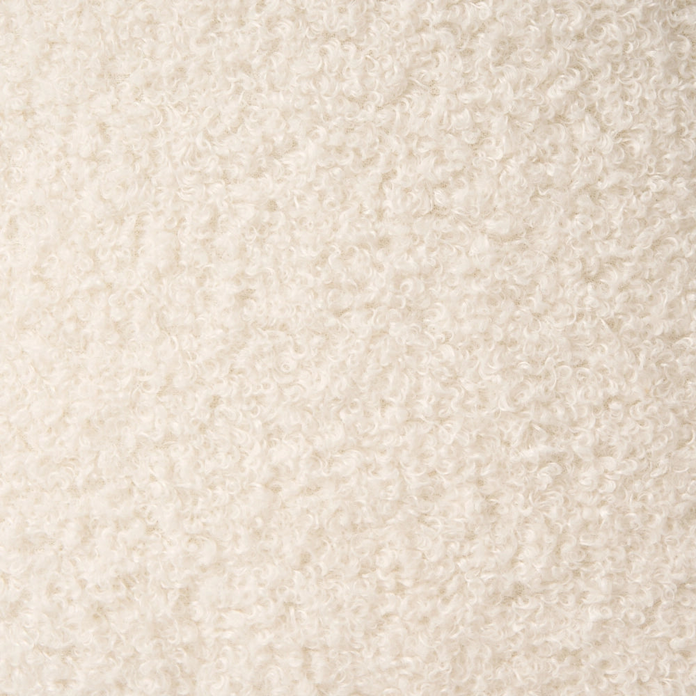 Pouf imbottito in tessuto per camera da letto e soggiorno 86 x 30 forma irregolare bouclè bianco sporco stile scandinavo