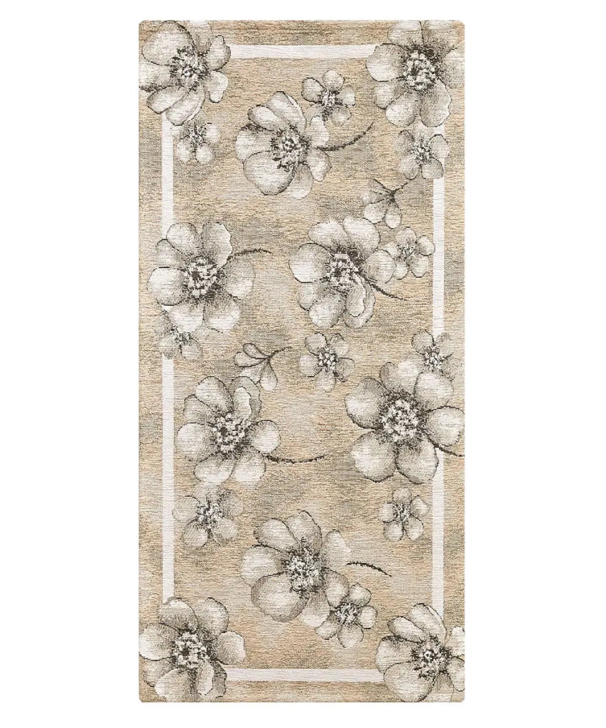Tappeto moderno EMILY TORTORA BEIGE disegno floreale motivo fiorellini, passatoia cucina multiuso lavabile in lavatrice e anti-scivolo cm.55x115