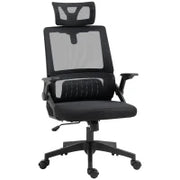 Sedia da Ufficio, Sedia da Scrivania, Sedia da Ufficio, Regolabile in Altezza, con Poggiatesta 58 x 61 x 119 cm, Nero