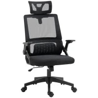 Sedia da Ufficio, Sedia da Scrivania, Sedia da Ufficio, Regolabile in Altezza, con Poggiatesta 58 x 61 x 119 cm, Nero