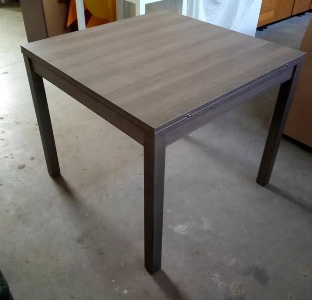 Tavolo moderno a libro rovere grigio 90x90x76h