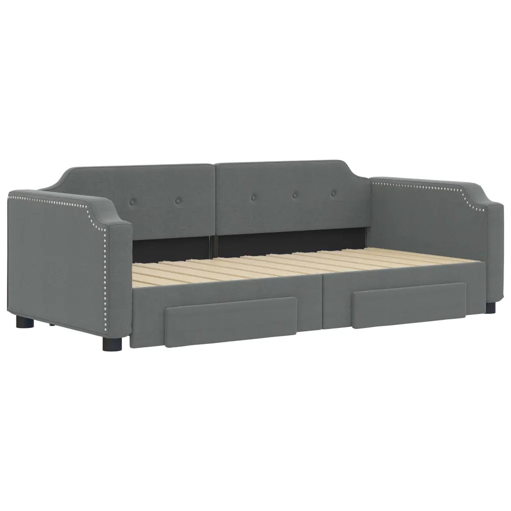 Divano letto | Sof¨¤ letto | Letto singolo Estraibile Cassetti Grigio Scuro 90x190cm Tessuto