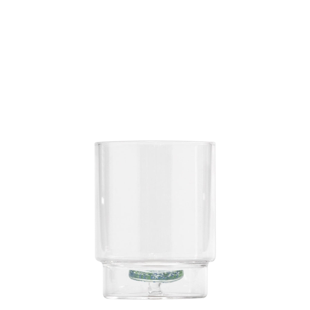 Teca Terrazzo Set 6 Tumbler in Vetro Borosilicato Doppia Parete Blu-Verde Design Artigianale con Decorazioni Astratte Interne Integrata