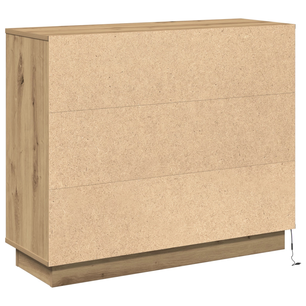 Mobile con LED in Rovere Artigianale 90x32x75 cm in Legno Ingegnerizzato