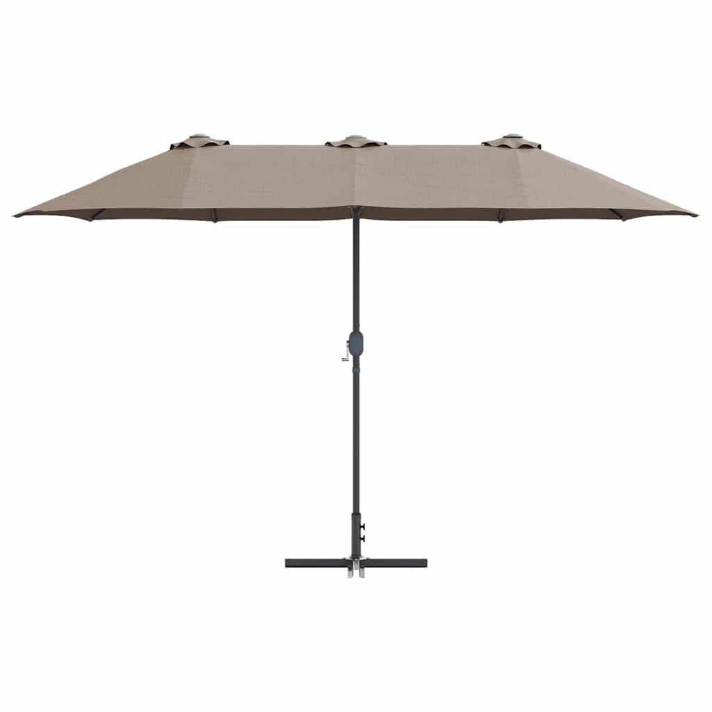 Ombrellone da giardino pieghevole moderno estivo 370 x 197 x 239 cm poliestere color tortora 02_0058742